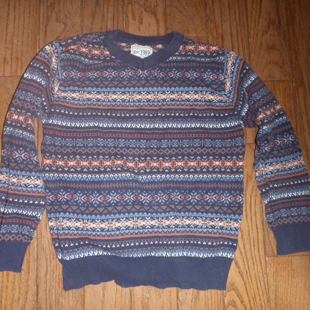Young Boy's 100% Cotton Winter Themed V-Neck Sweater